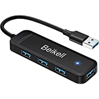 Beikell Hub USB 3.0 con 4 Puertos- Concentrador Adaptador USB Data Hub Ultrafino de Alta Velocidad-5Gbps con Indicador…
